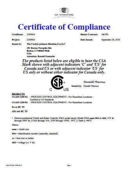 CSA Certified & Ex/AEx Compliant